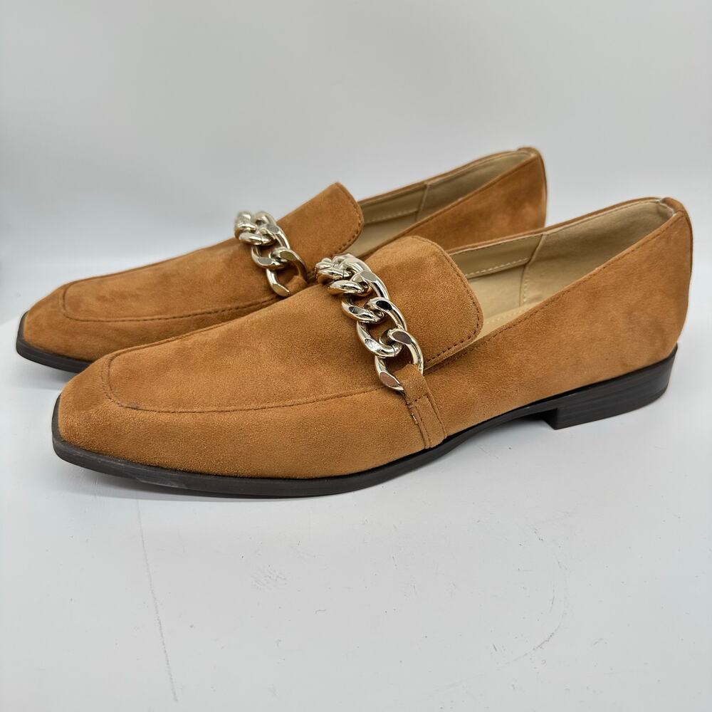 Nine West Oriah Brown Suede Buckle Embellished Penny Loafers Womens Size 9